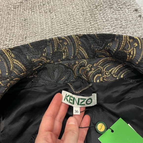 Vintage KENZO Paris Black & Gold Jacquard Brocade Blazer – EU 36 - Picture 6 of 8